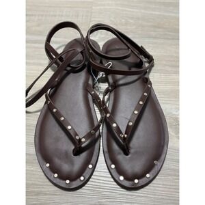 Universal Threads Women's Brown Studded Thong Ankle Strap‎ Sandals Size 8.5